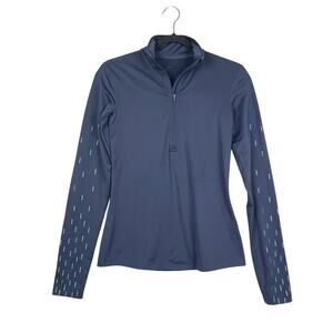 Nike Dri Fit Hyperwarm Quarter Zip Running Training Shirt Top Women's Blue Small